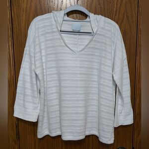 Women's Dress Barn Sunday White Lightweight Hoodie Top, L